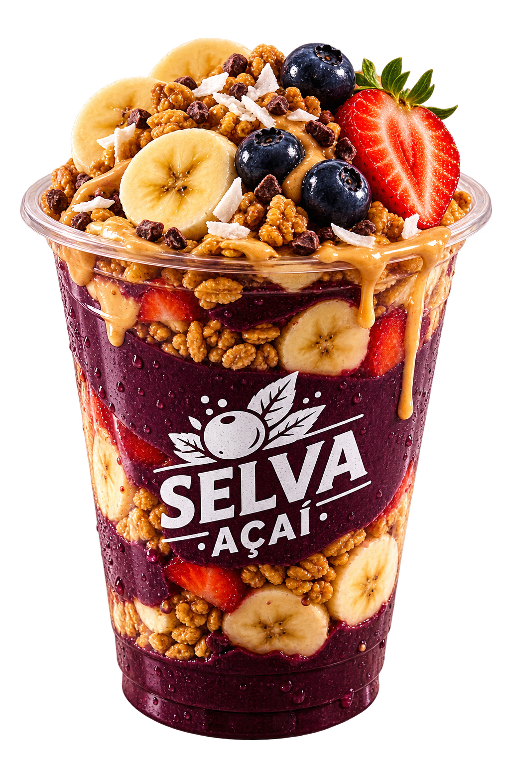 Vaso Selva Original con açaí, granola, plátano, fresa y miel