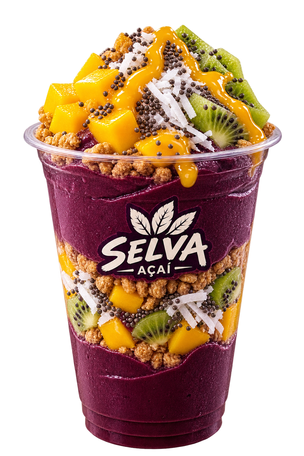 Vaso Tropical con açaí, mango, kiwi, coco y chía